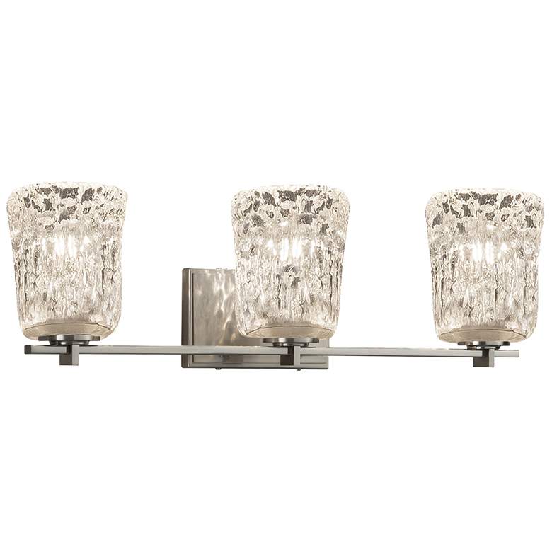 Image 1 Veneto Luce Era 3-Light Cylinder Bath Bar - Rippled Rim - Clear - Nickel