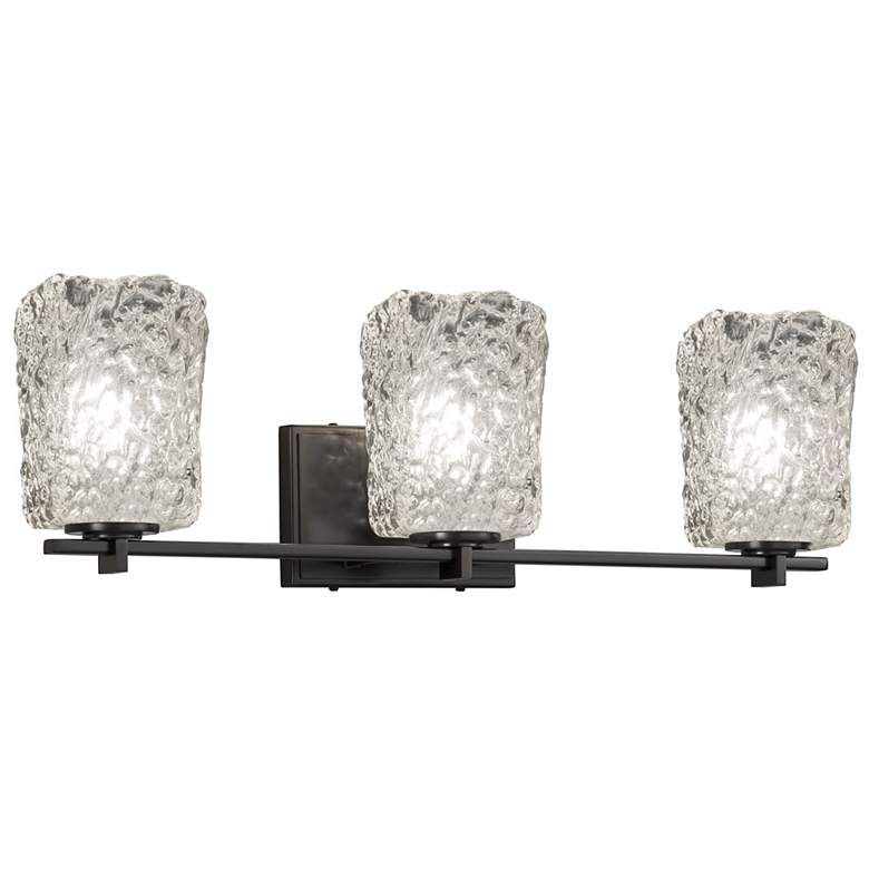 Image 1 Veneto Luce Era 3-Light LED Square Bath Bar - Rippled Rim - Clear - Black
