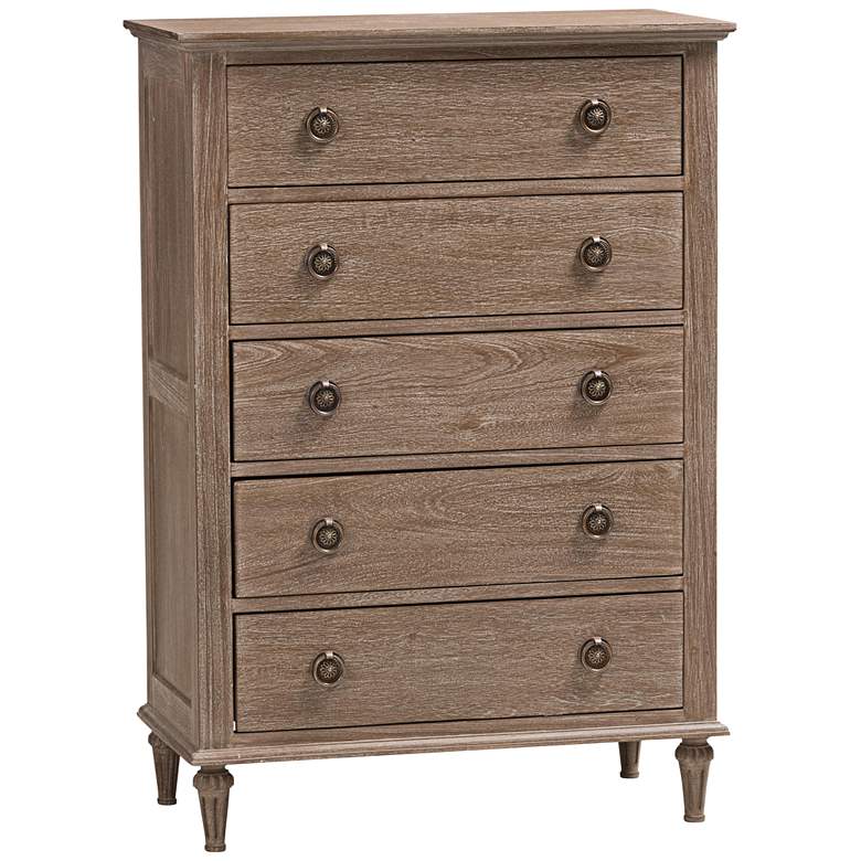 Image 1 Venezia 45 1/4 inch High Gray Wash 5-Drawer Chest