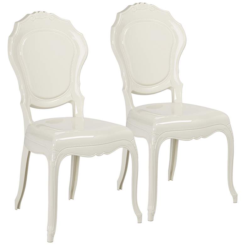 Image 1 Venezia Opaque White Accent Chair Set of 2