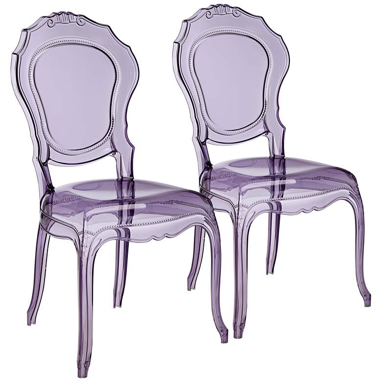 Image 1 Venezia Transparent Violet Accent Chair Set of 2