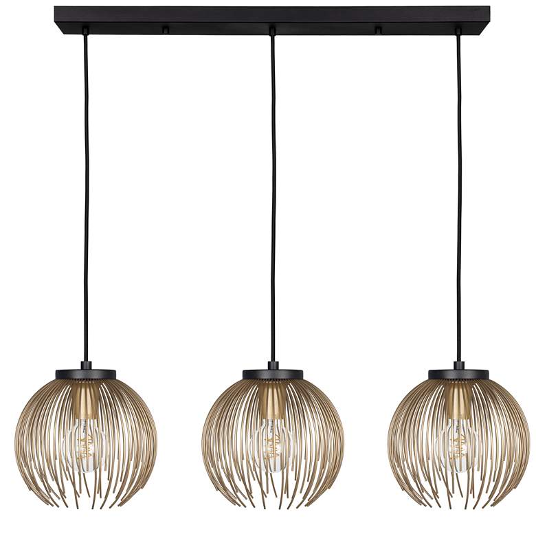 Image 1 Venezuela 3-Light Black and Gold Pendant Light