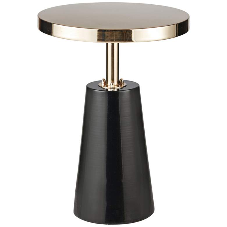 Image 2 Venice 14 1/4 inchW Black and Brushed Gold Round Accent Table