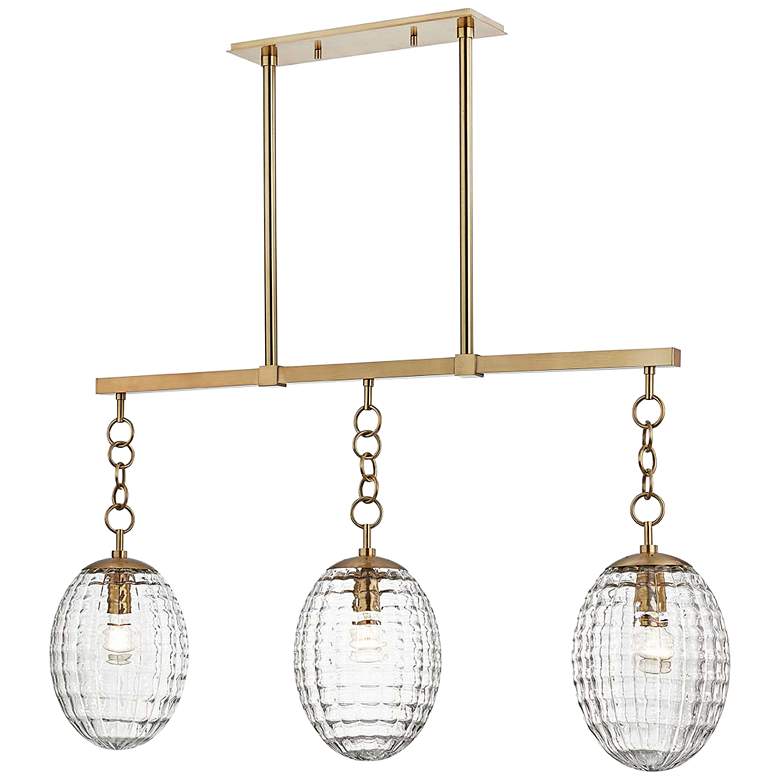 Image 2 Venice 43"W Aged Brass 3-Light Kitchen Island Light Pendant