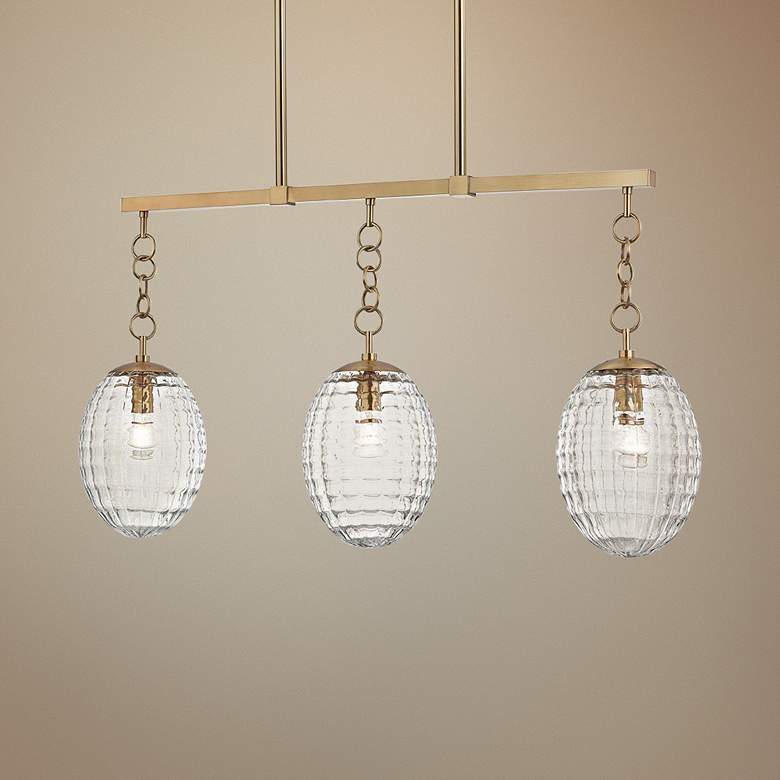 Image 1 Venice 43"W Aged Brass 3-Light Kitchen Island Light Pendant