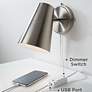 Venice Matte Black Modern Cone Wall Lamp with USB Dimmer