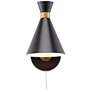 Venice Matte Black Modern Cone Wall Lamp with USB Dimmer
