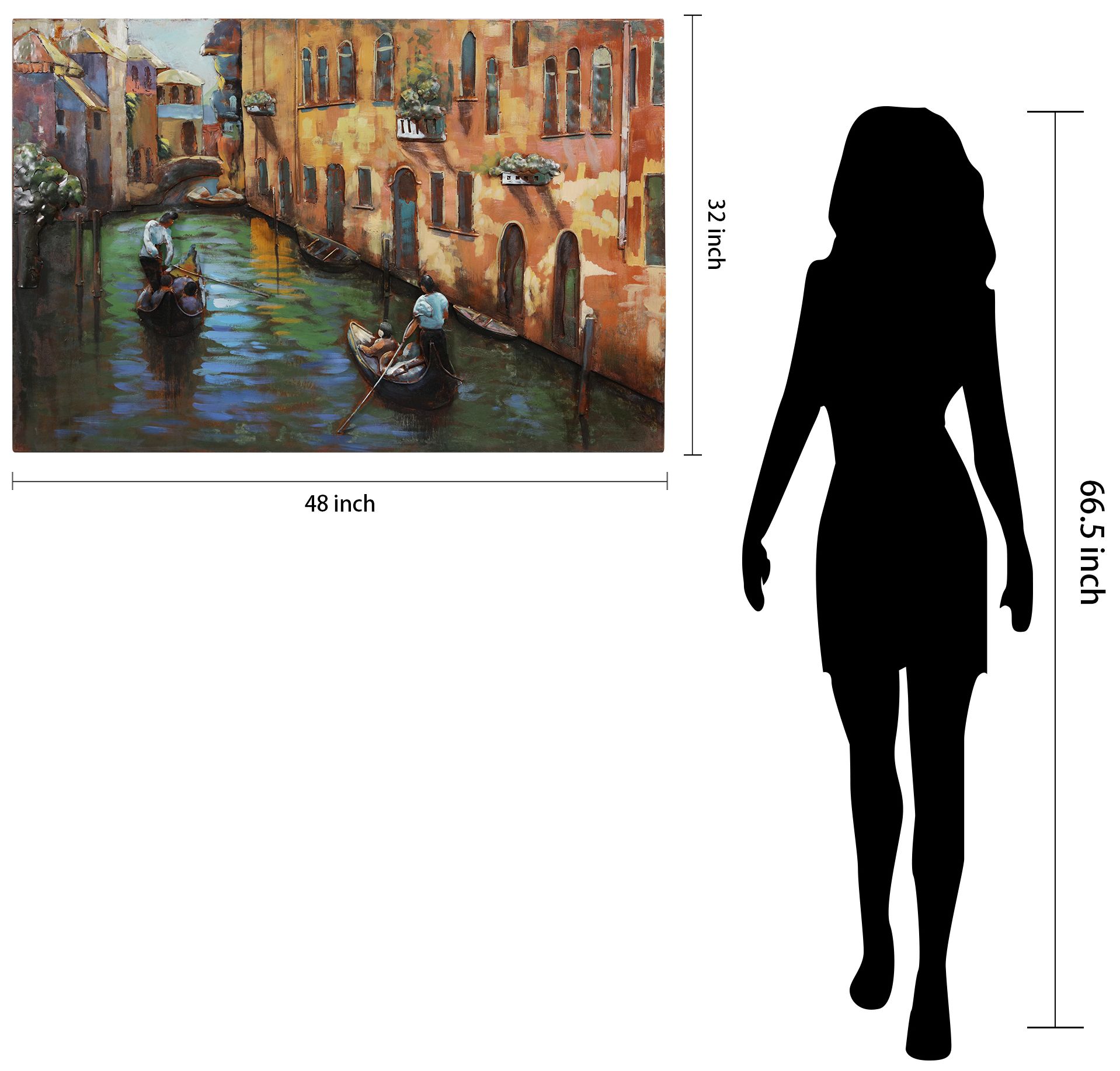 Venice" Mixed Media Iron Hand Painted Dimensional Wall Art