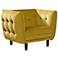 Venice Retro Yellow-Gold Plush Button-Tufted Armchair