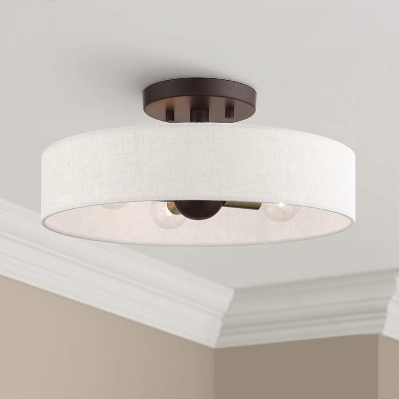 Image 1 Venlo 14" Wide Bronze 4-Light Drum Ceiling Light
