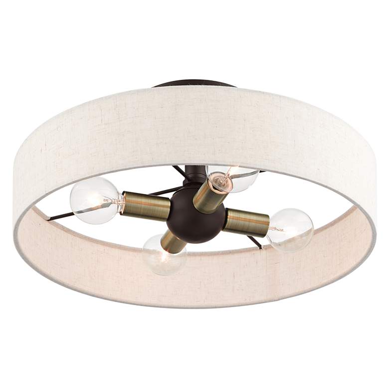 Image 3 Venlo 14" Wide Bronze 4-Light Drum Ceiling Light more views