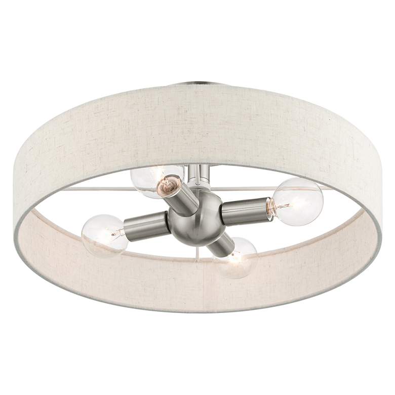 Image 3 Venlo 14" Wide Brushed Nickel 4-Light Drum Ceiling Light more views