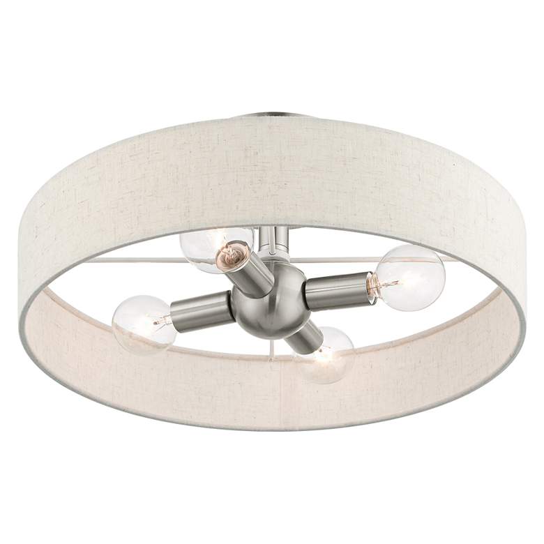 Image 3 Venlo 14 inch Wide Brushed Nickel 4-Light Drum Ceiling Light more views