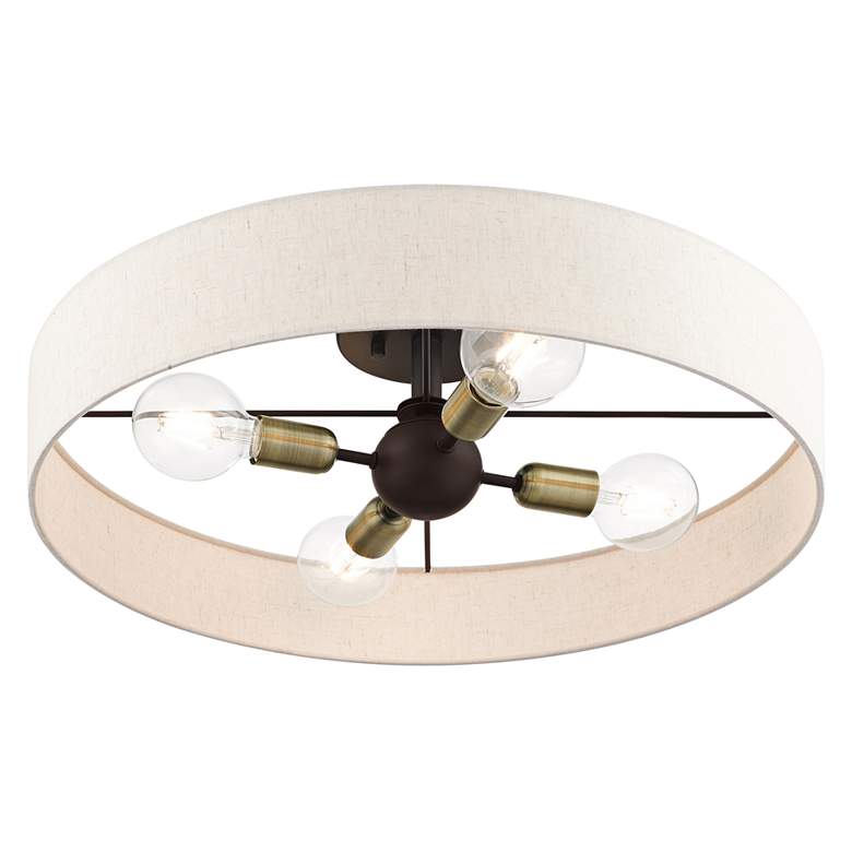 Image 3 Venlo 22" Wide Bronze 4-Light Drum Ceiling Light more views