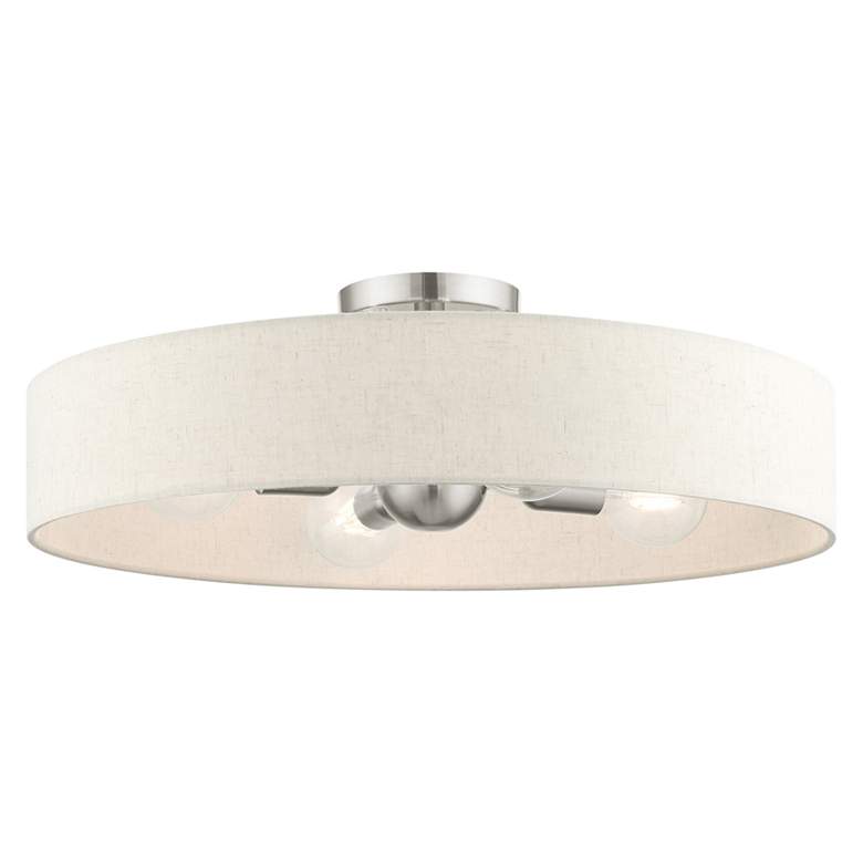Image 2 Venlo 22"W Brushed Nickel 4-Light Drum Ceiling Light