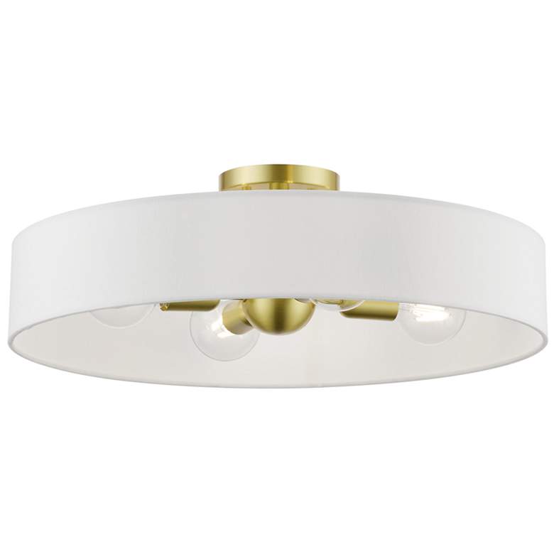 Image 2 Venlo 4 Light Satin Brass Large Semi-Flush with Shiny White Accents