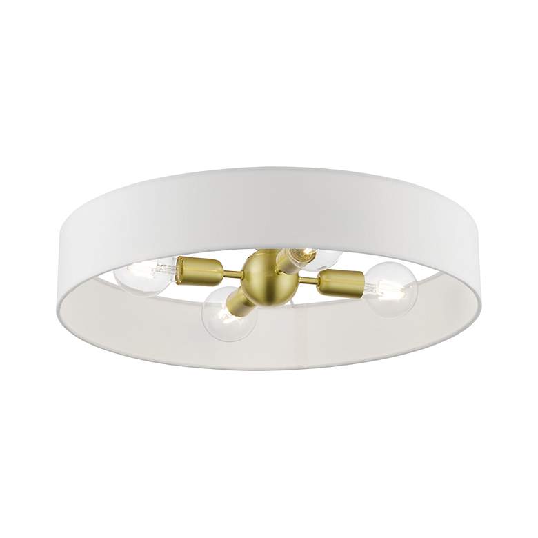 Image 3 Venlo 4 Light Satin Brass Large Semi-Flush with Shiny White Accents more views