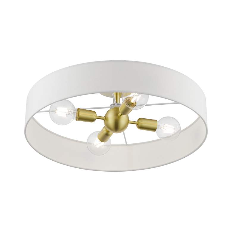 Image 4 Venlo 4 Light Satin Brass Large Semi-Flush with Shiny White Accents more views