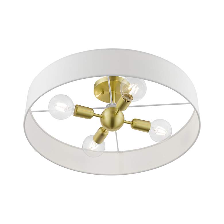 Image 5 Venlo 4 Light Satin Brass Large Semi-Flush with Shiny White Accents more views