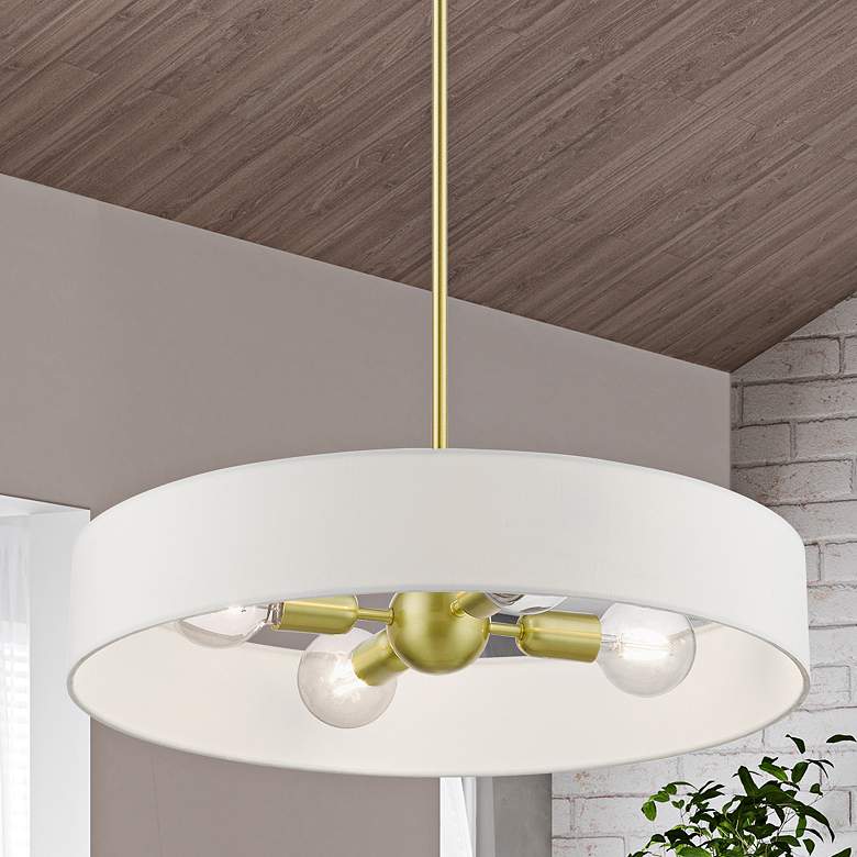 Image 2 Venlo 4 Light Satin Brass Medium Drum Pendant