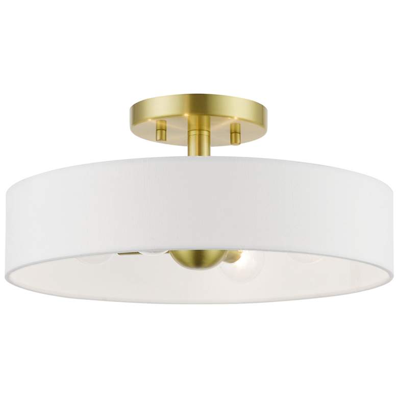 Image 1 Venlo 4 Light Satin Brass Semi-Flush with Shiny White Accents