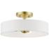 Venlo 4 Light Satin Brass Semi-Flush with Shiny White Accents