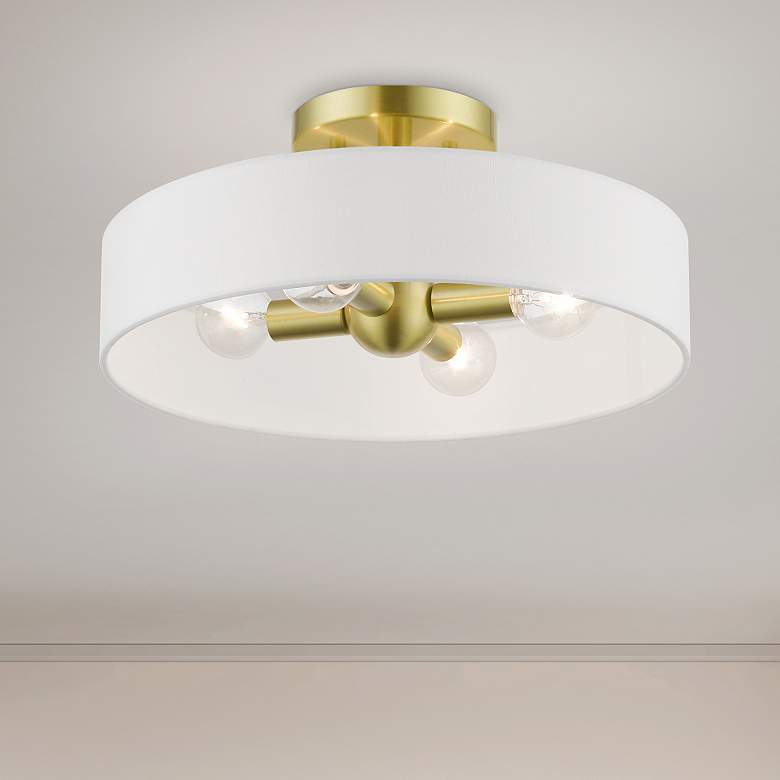 Image 1 Venlo 4 Light Satin Brass Semi-Flush with Shiny White Accents