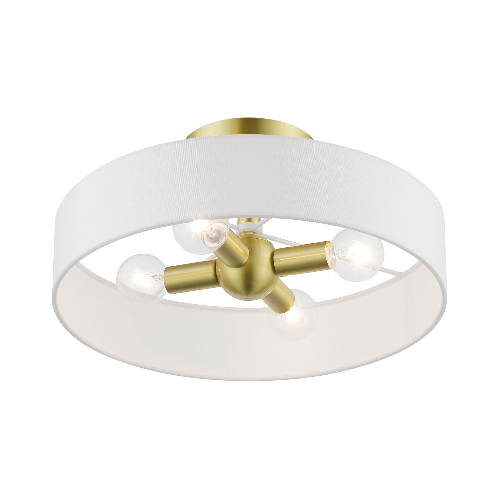 Image 4 Venlo 4 Light Satin Brass Semi-Flush with Shiny White Accents more views