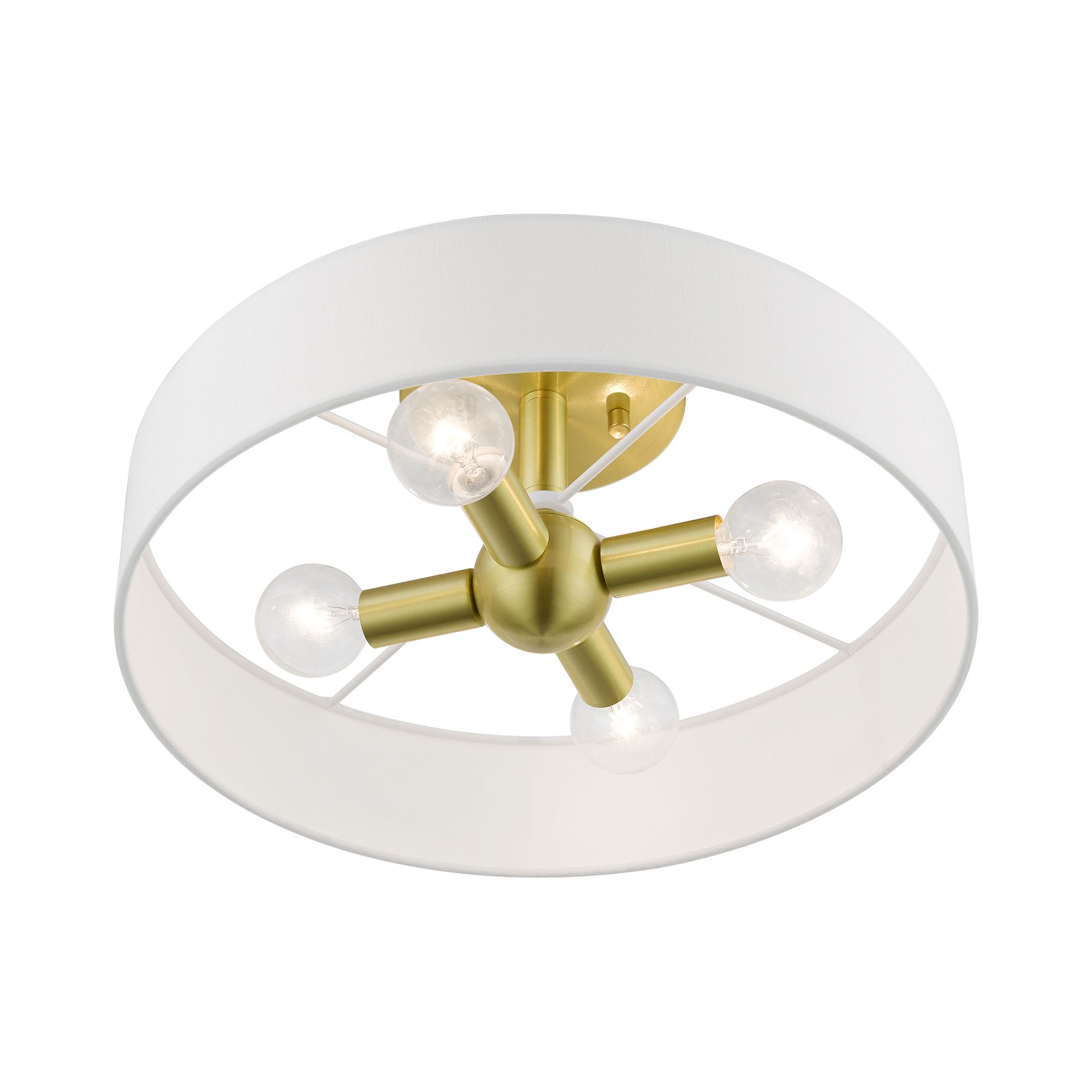 Image 5 Venlo 4 Light Satin Brass Semi-Flush with Shiny White Accents more views