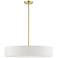 Venlo 5 Light Satin Brass Large Drum Pendant with Shiny White Accents