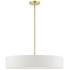 Venlo 5 Light Satin Brass Large Drum Pendant with Shiny White Accents