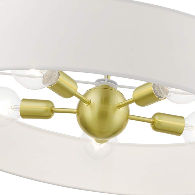 Image 7 Venlo 5 Light Satin Brass Large Drum Pendant with Shiny White Accents more views