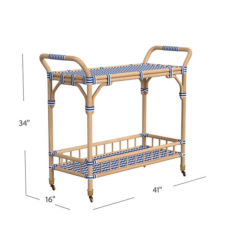 Image 6 Ventana 34" Blue and White Bar Cart more views