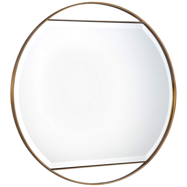 Image 1 Ventura Brushed Brass 32 inch Round Decorative Wall Mirror