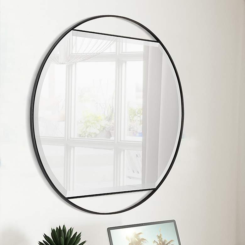 Image 1 Ventura Gunmetal 32 inch Round Decorative Wall Mirror