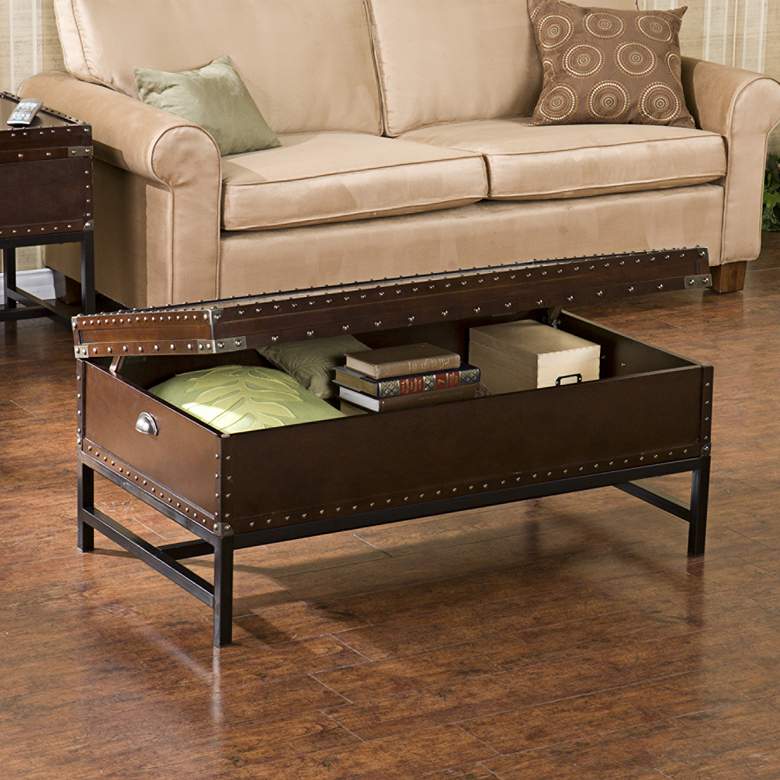 Image 7 Venture 42" Wide Espresso Bown Storage Cocktail Table more views