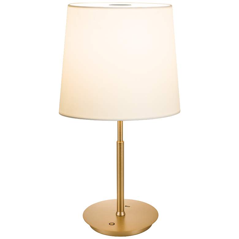 Image 1 Venus 11.8" Brushed Champagne/White Table Lamp