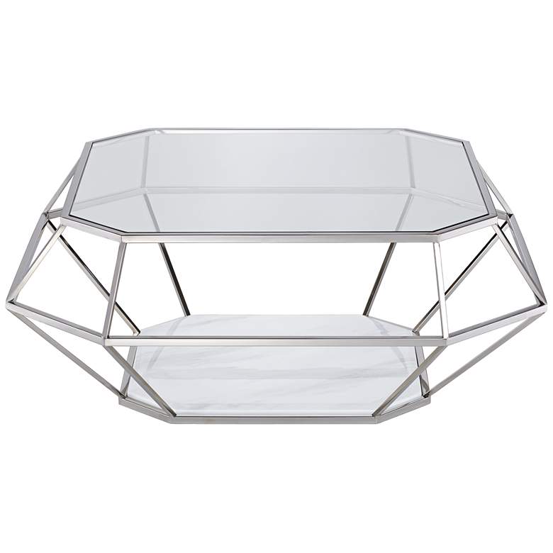 Image 3 Venus 39 1/2 inch Wide Geometric Glass Modern Coffee Table