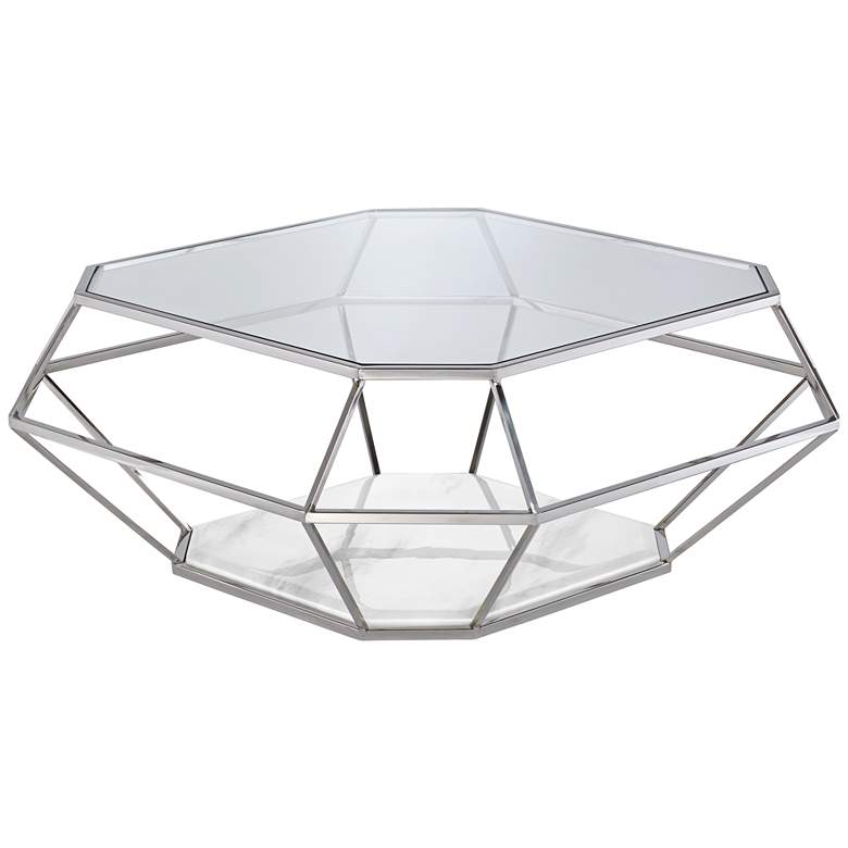 Venus 39 1/2&quot; Wide Geometric Glass Modern Coffee Table more views