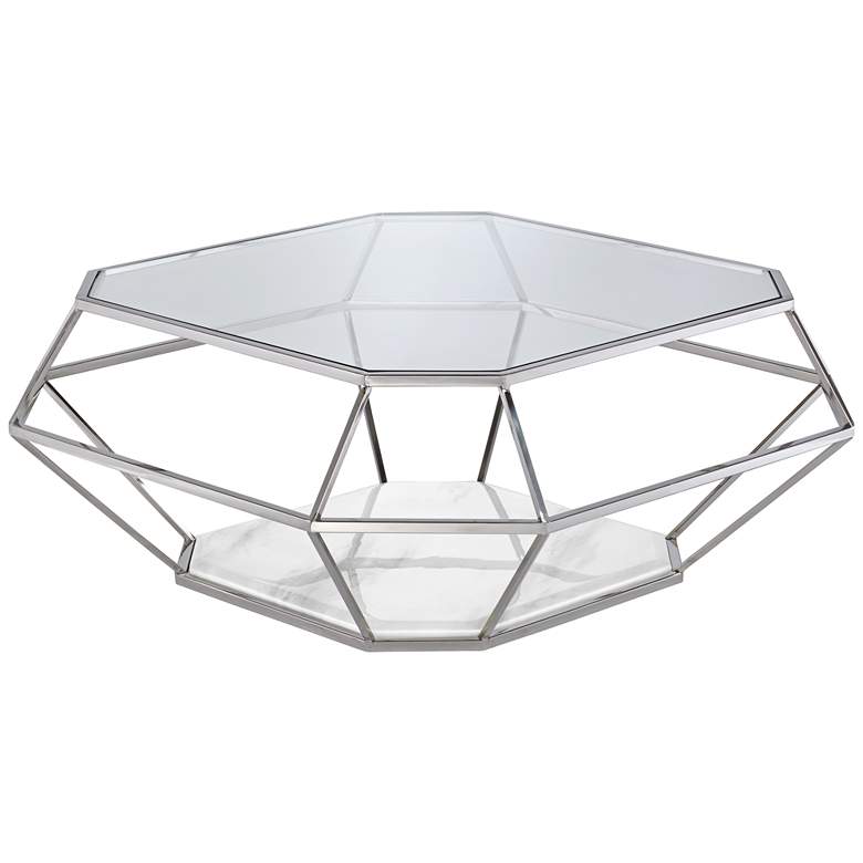 Image 6 Venus 39 1/2 inch Wide Geometric Glass Modern Coffee Table more views