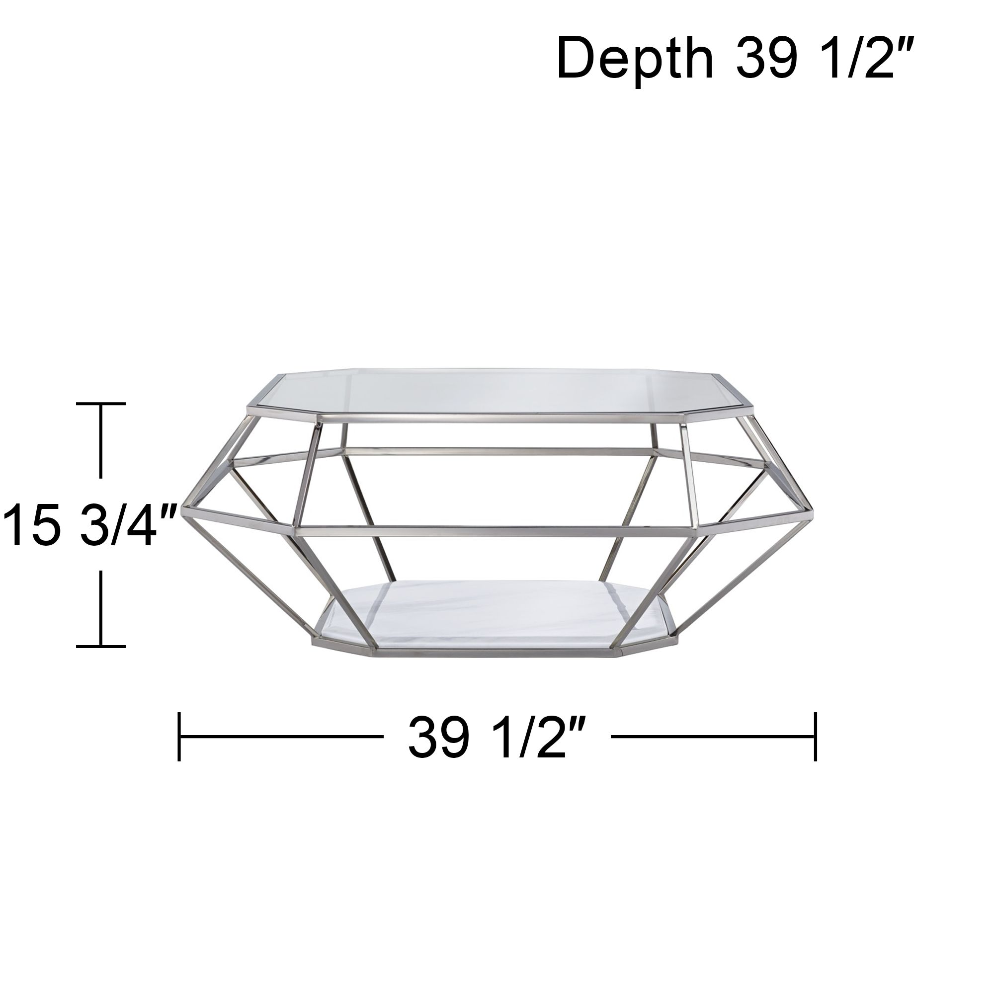 Venus 39 1/2" Wide Geometric Glass Modern Coffee Table in scene