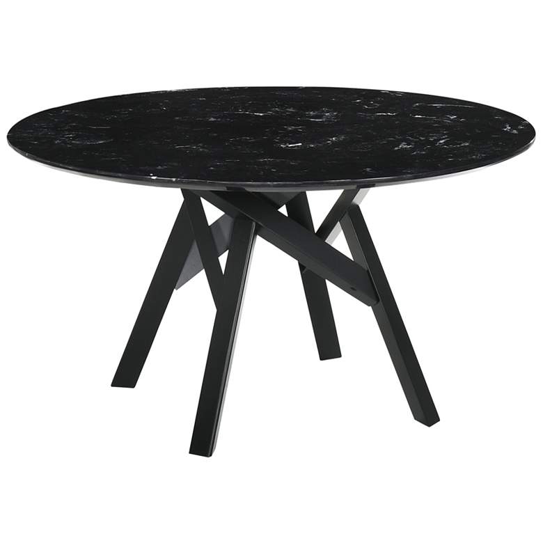 Image 1 Venus 54 in. Round Dining Table in Black Wood and Black Marble