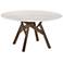 Venus 54 in. Round Dining Table in Walnut Wood and White Marble