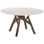 Venus 54 in. Round Dining Table in Walnut Wood and White Marble
