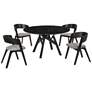 Venus and Jackie 5 Piece Round Dining Set with Black Marble and Rubberwood