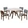 Venus and Lima 5 Piece Dining Set in Walnut, Marble and Rubberwood
