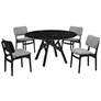 Venus and Lima 5 Piece Round Dining Set with Black Marble and Rubberwood