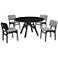 Venus and Lima 5 Piece Round Dining Set with Black Marble and Rubberwood