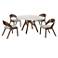 Venus and Polly 5 Piece Round Dining Set in Walnut, Marble and Rubberwood