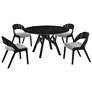Venus and Polly 5 Piece Round Dining Set with Black Marble and Rubberwood